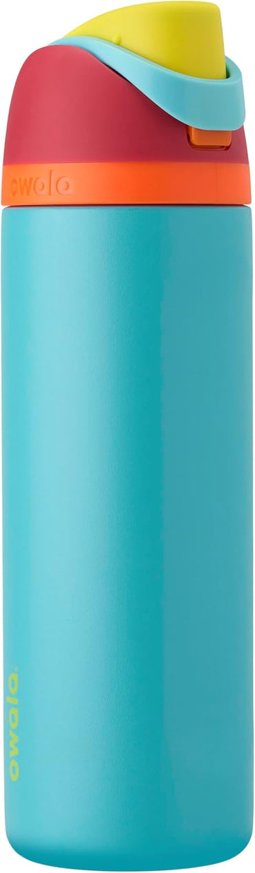 24 oz FreeSip Insulated Stainless Steel Water Bottle with Straw BPA-Free Summer Sweetness