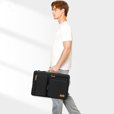 360 Protective Laptop Shoulder Bag 15-16 Inch Computer Messenger Bag with 4 Zipper Pockets Black