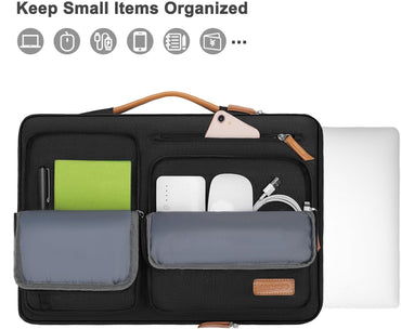360 Protective Laptop Sleeve 16 Inch Side Open Carrying Case with 4 Zipper Pockets Black