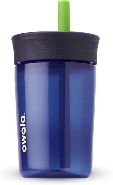 Kids Plastic Water Bottle 15 oz Home Base Spill-Resistant Lid Reusable Straw Cup-Holder Friendly BPA Lead Phthalate-Free