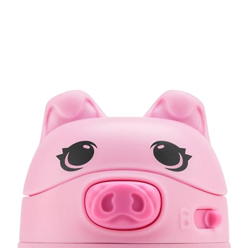 12 oz Vacuum Insulated Stainless Steel Kids Water Bottle with Straw Leakproof Locking Lid Carry Handle Animal Design Cat
