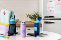 12 oz Vacuum Insulated Stainless Steel Kids Water Bottle with Straw Leakproof Locking Lid Carry Handle Animal Design Cat