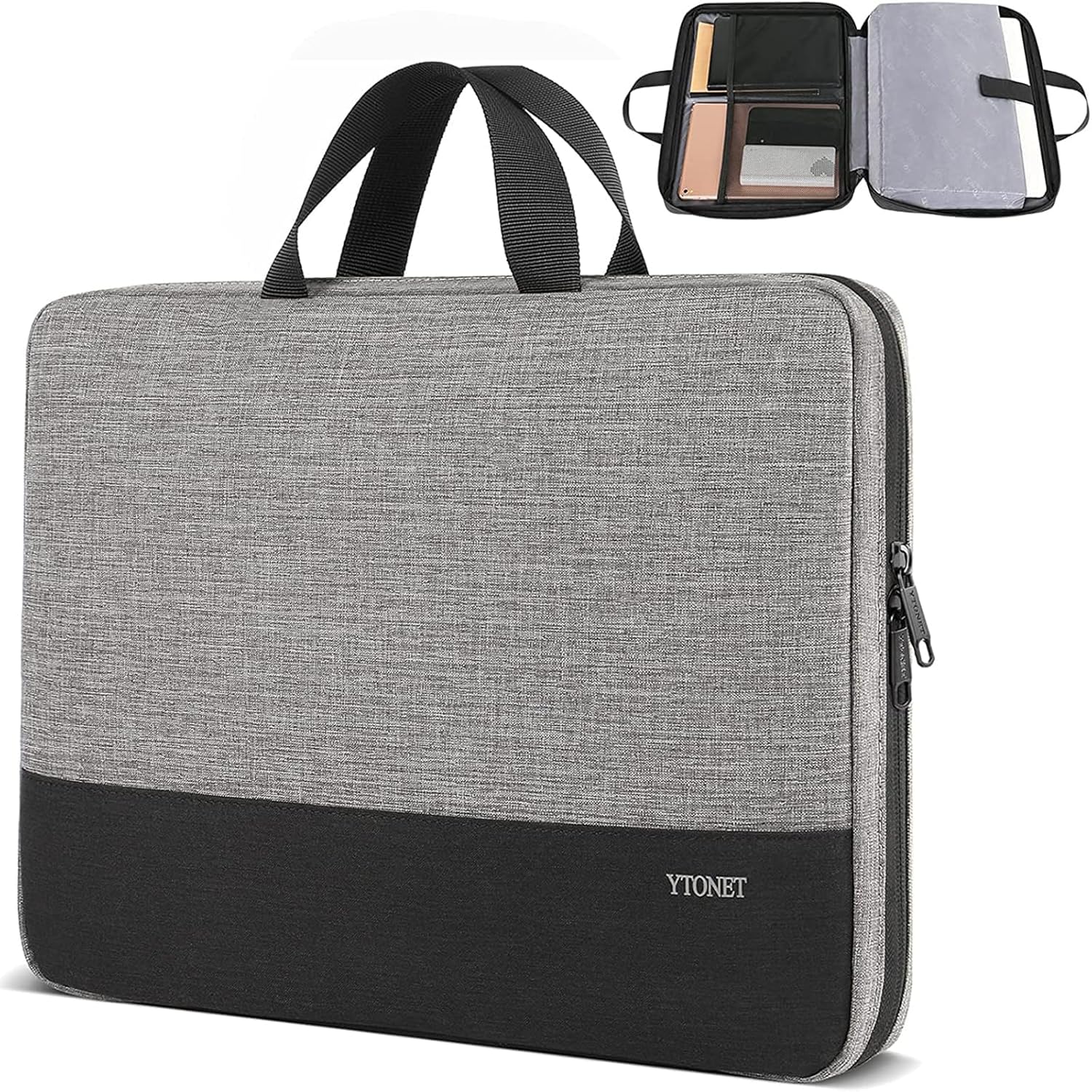 15-15.6 Inch Laptop Sleeve Case Water-Resistant Nylon with Accessory Pocket Grey