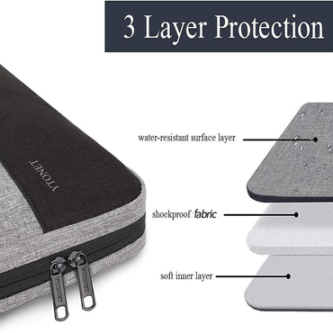 15-15.6 Inch Laptop Sleeve Case Water-Resistant Nylon with Accessory Pocket Grey