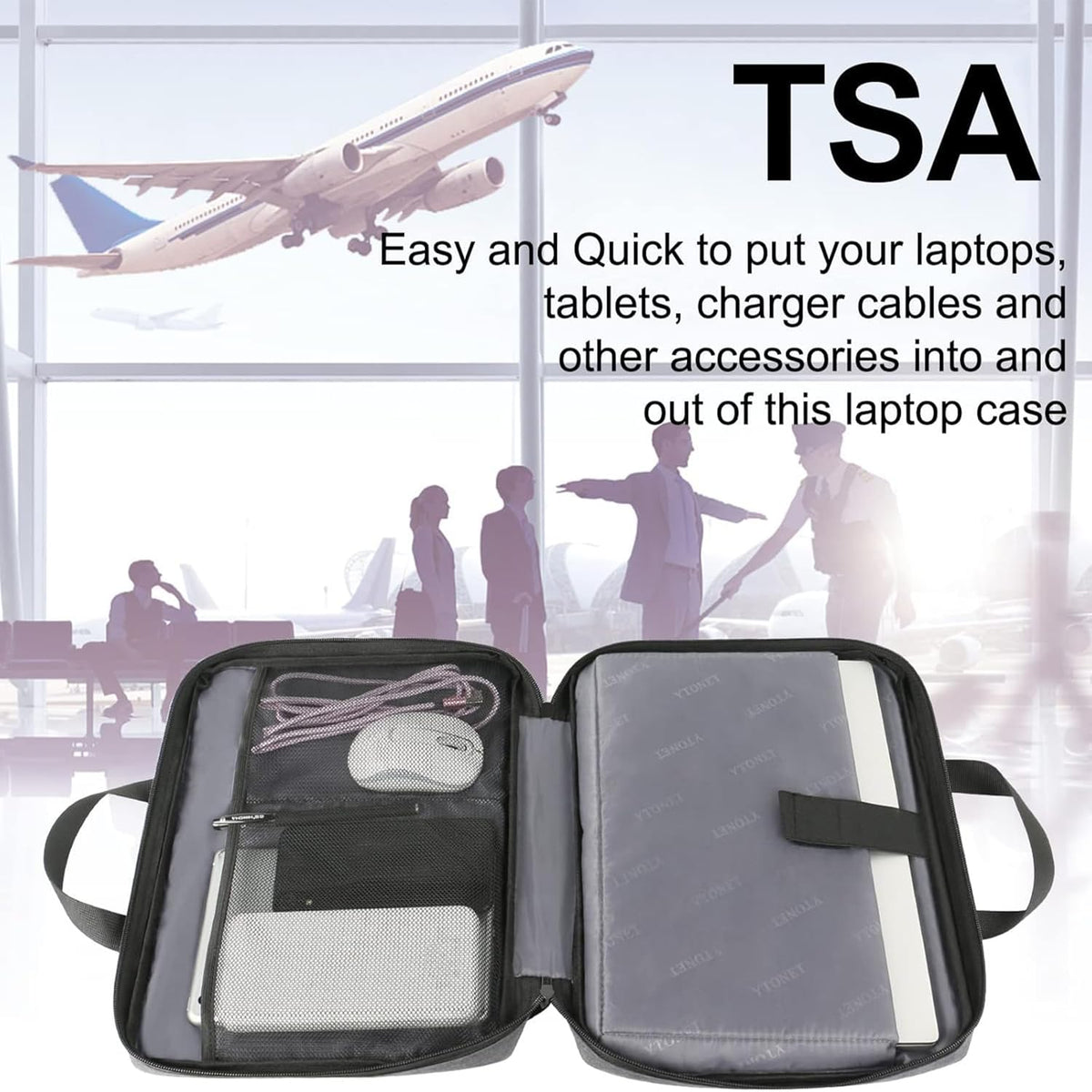 15-15.6 Inch Laptop Sleeve Case Water-Resistant Nylon with Accessory Pocket Grey