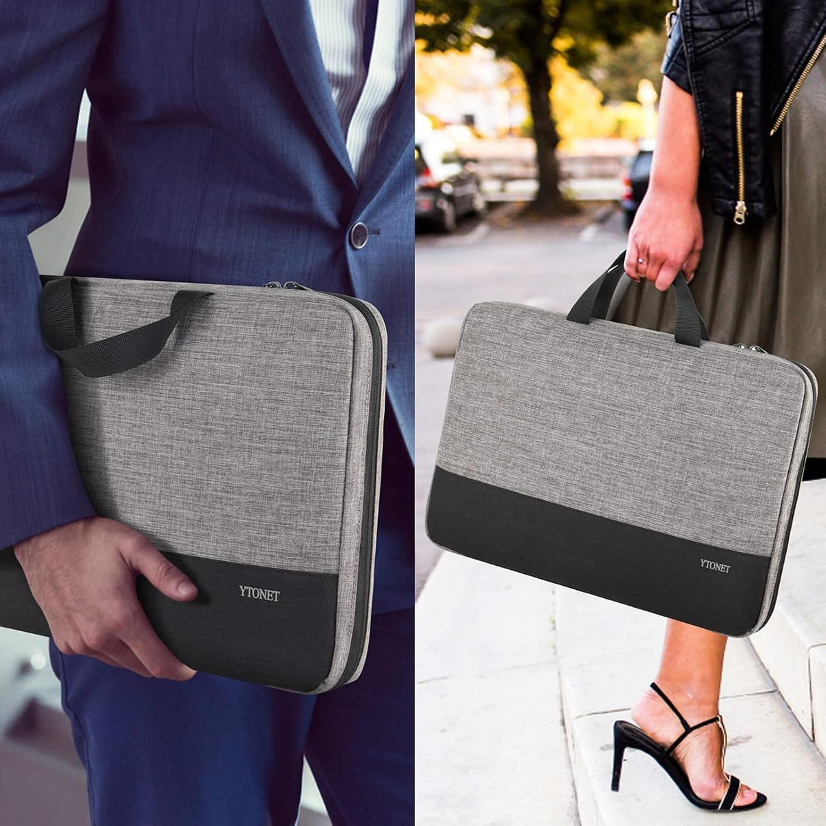 15-15.6 Inch Laptop Sleeve Case Water-Resistant Nylon with Accessory Pocket Grey