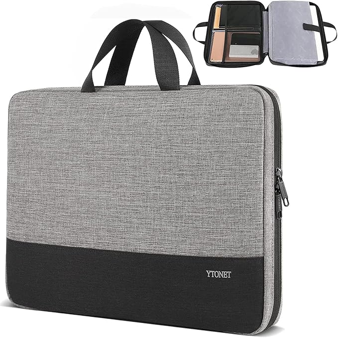 15-15.6 Inch Laptop Sleeve Case Water-Resistant Nylon with Accessory Pocket Grey