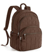 15.6 Inch Laptop Backpack for Women Quilted Water-Resistant Travel Bag with Trolley Sleeve Camel