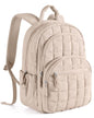 15.6 Inch Laptop Backpack for Women Quilted Water-Resistant Travel Bag with Trolley Sleeve Camel