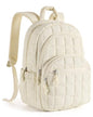 15.6 Inch Laptop Backpack for Women Quilted Water-Resistant Travel Bag with Trolley Sleeve Camel