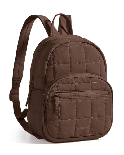 15.6 Inch Laptop Backpack for Women Quilted Water-Resistant Travel Bag with Trolley Sleeve Camel