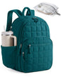 15.6 Inch Laptop Backpack for Women Quilted Water-Resistant Travel Bag with Trolley Sleeve Camel