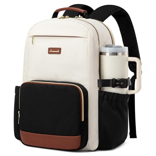 15.6 Inch Laptop Backpack for Women Water-Resistant Travel Bag with Trolley Sleeve Leopard Print