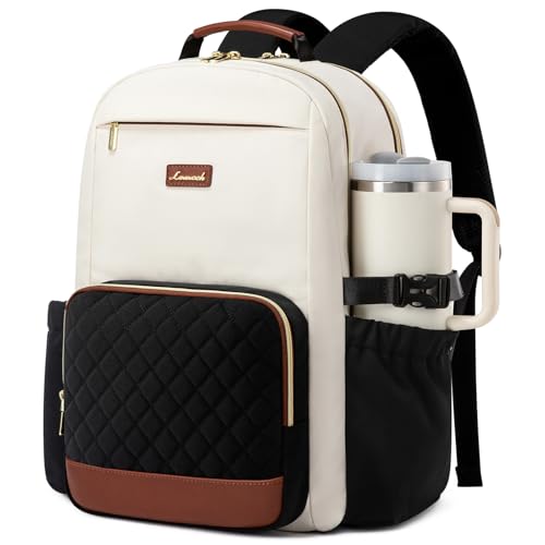 15.6 Inch Laptop Backpack for Women Water-Resistant Travel Bag with Trolley Sleeve Leopard Print