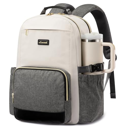 15.6 Inch Laptop Backpack for Women Water-Resistant Travel Bag with Trolley Sleeve Leopard Print