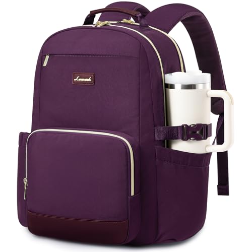 15.6 Inch Laptop Backpack for Women Water-Resistant Travel Bag with Trolley Sleeve Leopard Print