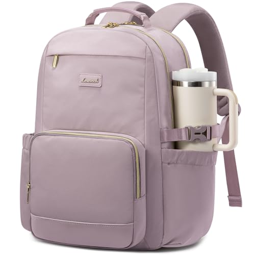 15.6 Inch Laptop Backpack for Women Water-Resistant Travel Bag with Trolley Sleeve Leopard Print