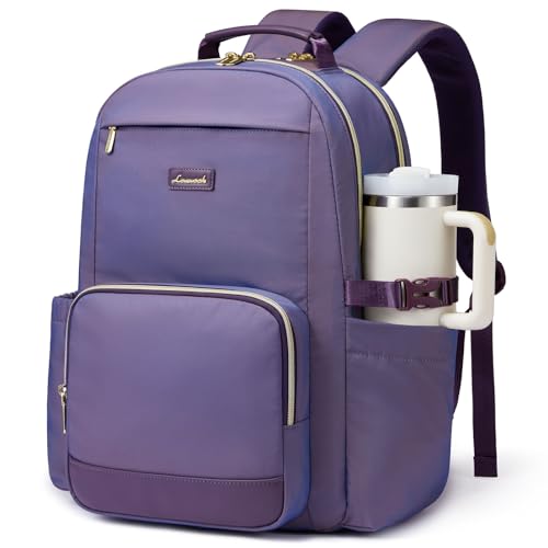 15.6 Inch Laptop Backpack for Women Water-Resistant Travel Bag with Trolley Sleeve Leopard Print