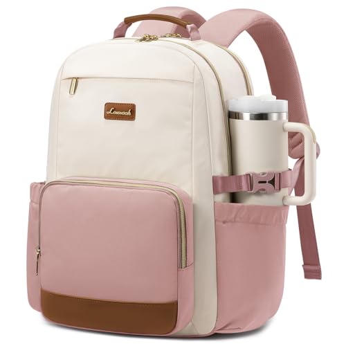 15.6 Inch Laptop Backpack for Women Water-Resistant Travel Bag with Trolley Sleeve Leopard Print