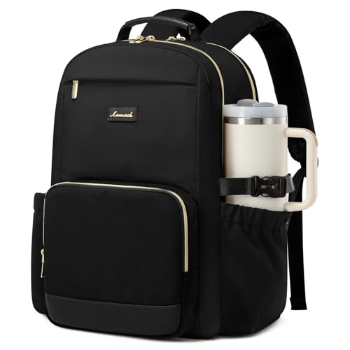 15.6 Inch Laptop Backpack for Women Water-Resistant Travel Bag with Trolley Sleeve Leopard Print