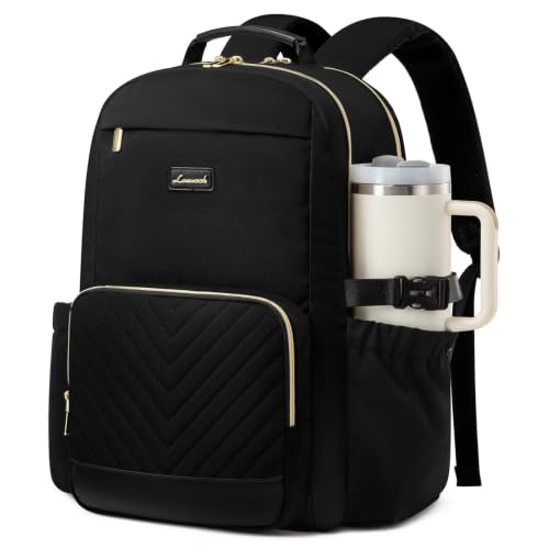15.6 Inch Laptop Backpack for Women Water-Resistant Travel Bag with Trolley Sleeve Leopard Print