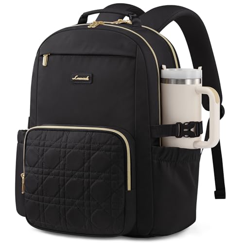 15.6 Inch Laptop Backpack for Women Water-Resistant Travel Bag with Trolley Sleeve Leopard Print