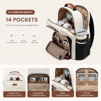 15.6 Inch Laptop Backpack for Women Water-Resistant Travel Bag with Trolley Sleeve Leopard Print