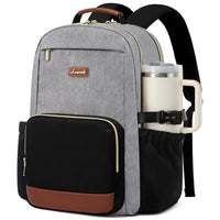 15.6 Inch Laptop Backpack for Women Water-Resistant Travel Bag with Trolley Sleeve Leopard Print