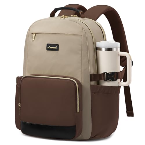 15.6 Inch Laptop Backpack for Women Water-Resistant Travel Bag with Trolley Sleeve Leopard Print