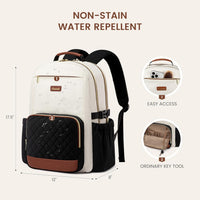 15.6 Inch Laptop Backpack for Women Water-Resistant Travel Bag with Trolley Sleeve Leopard Print