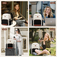 15.6 Inch Laptop Backpack for Women Water-Resistant Travel Bag with Trolley Sleeve Leopard Print