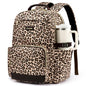 15.6 Inch Laptop Backpack for Women Water-Resistant Travel Bag with Trolley Sleeve Leopard Print