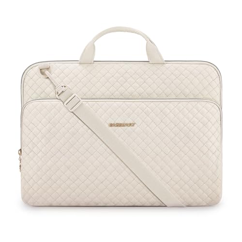 15.6 Inch Laptop Sleeve Case with Handle and Shoulder Strap Water-Resistant Polyester for MacBook HP Dell Pink