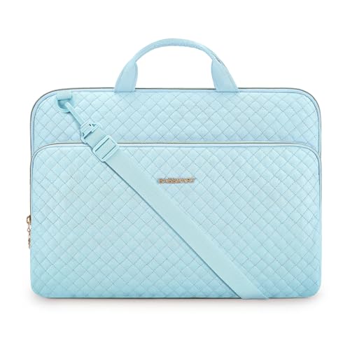 15.6 Inch Laptop Sleeve Case with Handle and Shoulder Strap Water-Resistant Polyester for MacBook HP Dell Pink