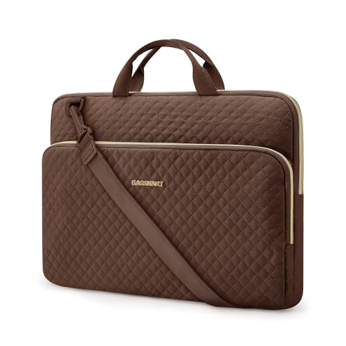 15.6 Inch Laptop Sleeve Case with Handle and Shoulder Strap Water-Resistant Polyester for MacBook HP Dell Pink