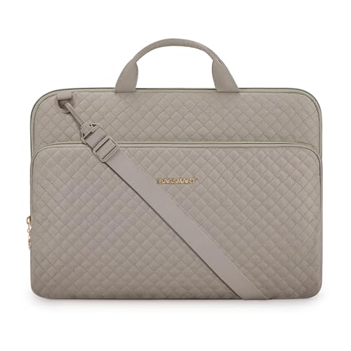 15.6 Inch Laptop Sleeve Case with Handle and Shoulder Strap Water-Resistant Polyester for MacBook HP Dell Pink