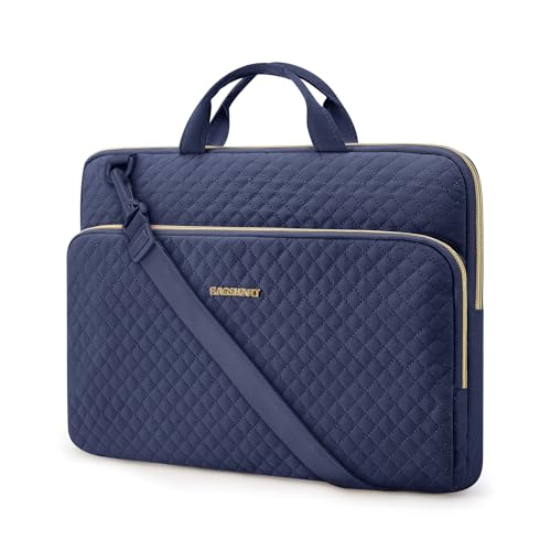 15.6 Inch Laptop Sleeve Case with Handle and Shoulder Strap Water-Resistant Polyester for MacBook HP Dell Pink