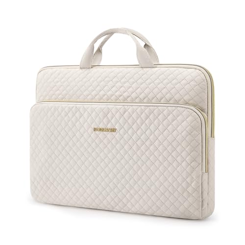 15.6 Inch Laptop Sleeve Case with Handle and Shoulder Strap Water-Resistant Polyester for MacBook HP Dell Pink