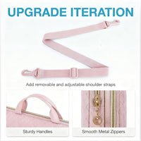 15.6 Inch Laptop Sleeve Case with Handle and Shoulder Strap Water-Resistant Polyester for MacBook HP Dell Pink
