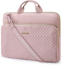 15.6 Inch Laptop Sleeve Case with Handle and Shoulder Strap Water-Resistant Polyester for MacBook HP Dell Pink