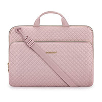 15.6 Inch Laptop Sleeve Case with Handle and Shoulder Strap Water-Resistant Polyester for MacBook HP Dell Pink