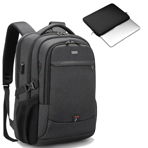 17 Inch Laptop Backpack for Travel Water Resistant College Backpack for Men Women Laptop Bag with USB Charging Port Black