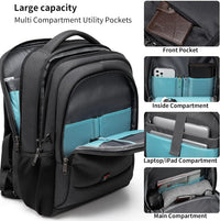 17 Inch Laptop Backpack for Travel Water Resistant College Backpack for Men Women Laptop Bag with USB Charging Port Black