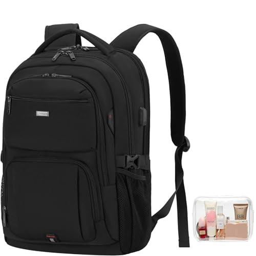 17 Inch Laptop Backpack for Travel Water Resistant College Backpack for Men Women Laptop Bag with USB Charging Port Black