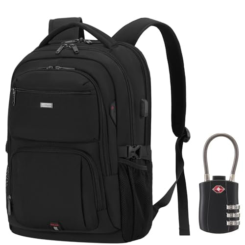 17 Inch Laptop Backpack for Travel Water Resistant College Backpack for Men Women Laptop Bag with USB Charging Port Black