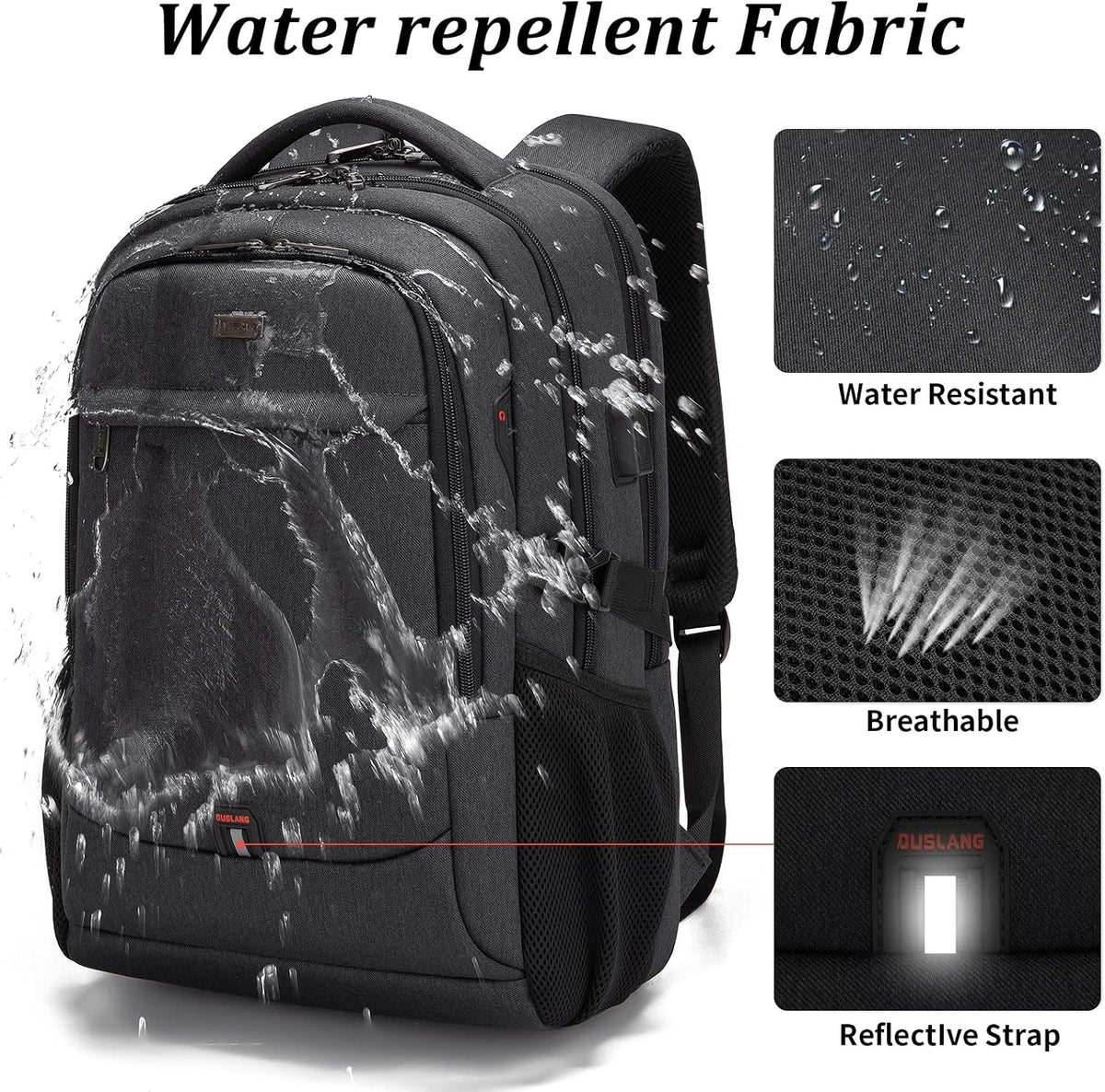 17 Inch Laptop Backpack for Travel Water Resistant College Backpack for Men Women Laptop Bag with USB Charging Port Black