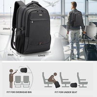 17 Inch Laptop Backpack for Travel Water Resistant College Backpack for Men Women Laptop Bag with USB Charging Port Black
