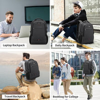 17 Inch Laptop Backpack for Travel Water Resistant College Backpack for Men Women Laptop Bag with USB Charging Port Black
