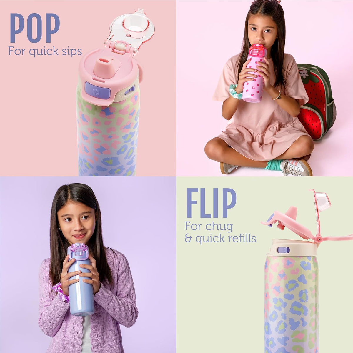 18 oz Stainless Steel Kids Water Bottle with Quick Fill Lid Vacuum Insulated BPA Free Leak Proof Straw and Chug Lid Dishwasher Safe Lighthouse