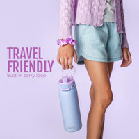 18 oz Stainless Steel Kids Water Bottle with Quick Fill Lid Vacuum Insulated BPA Free Leak Proof Straw and Chug Lid Dishwasher Safe Lighthouse